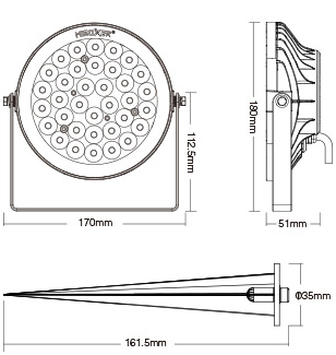 Dimensiones Proyector LED